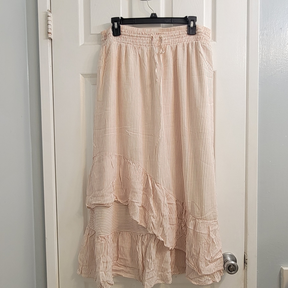 Sonoma Orange and White Stripe Maxi Skirt (L)